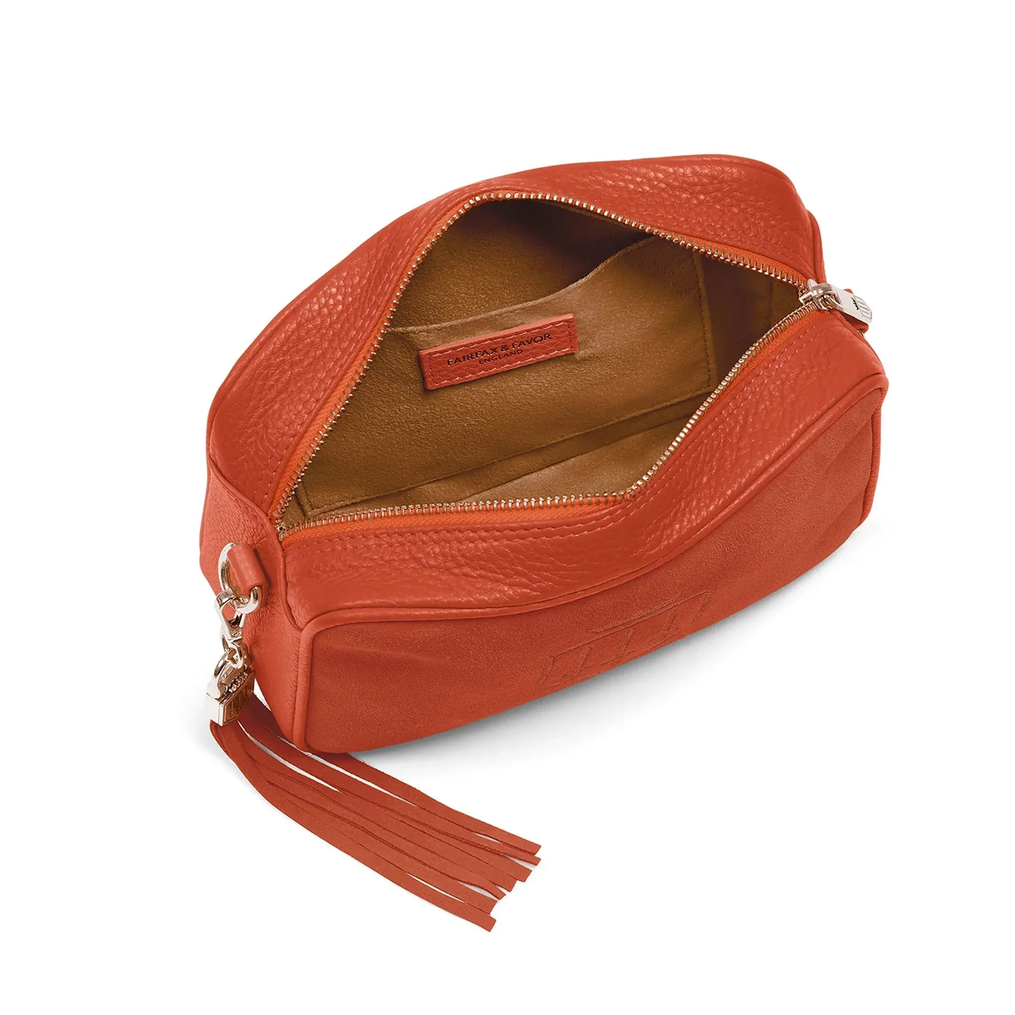 Fairfax & Favor Limited Edition Finsbury Cross Body Bag Sunset Orange Suede