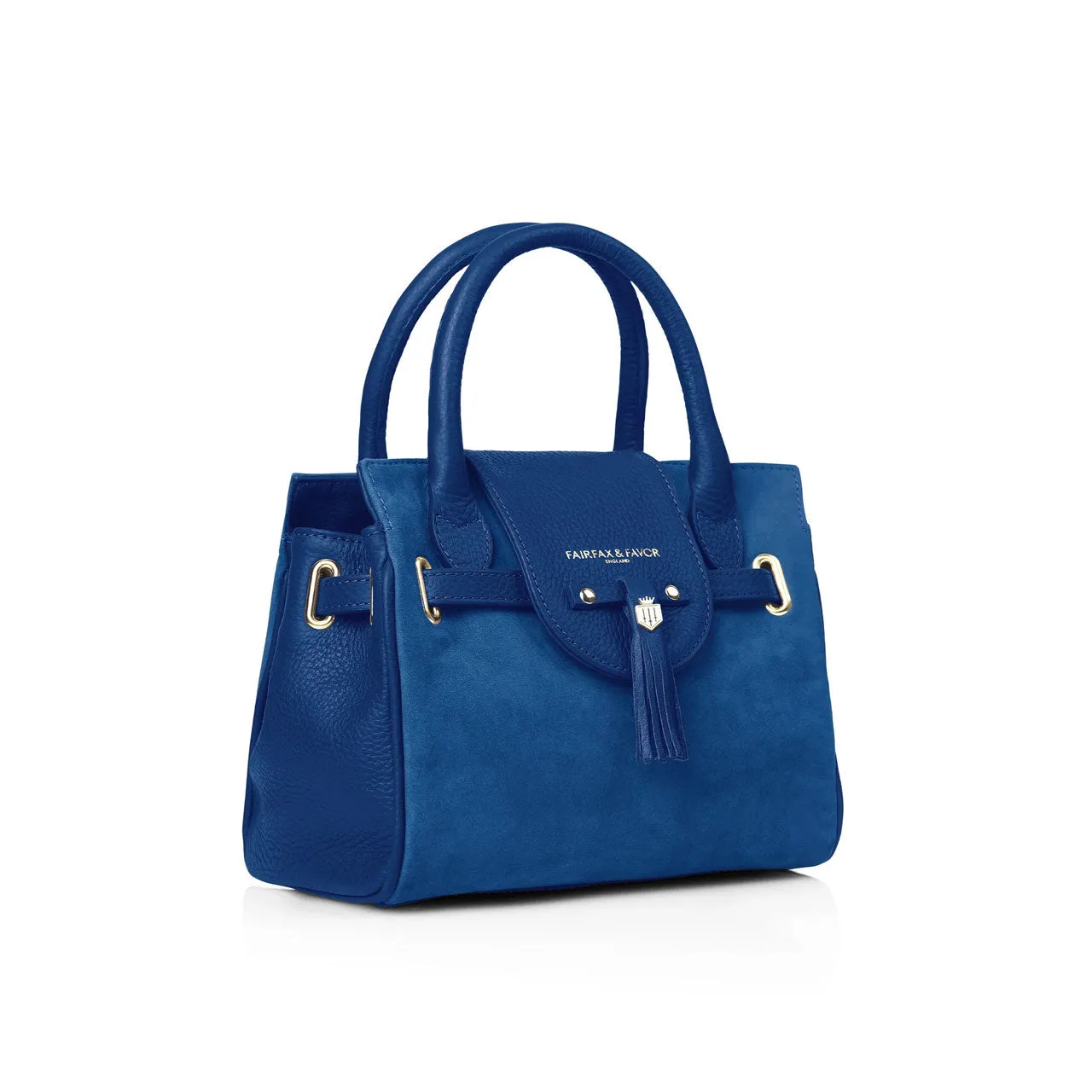 Fairfax & Favor Limited Edition Porto Blue Suede Mini Windsor Handbag