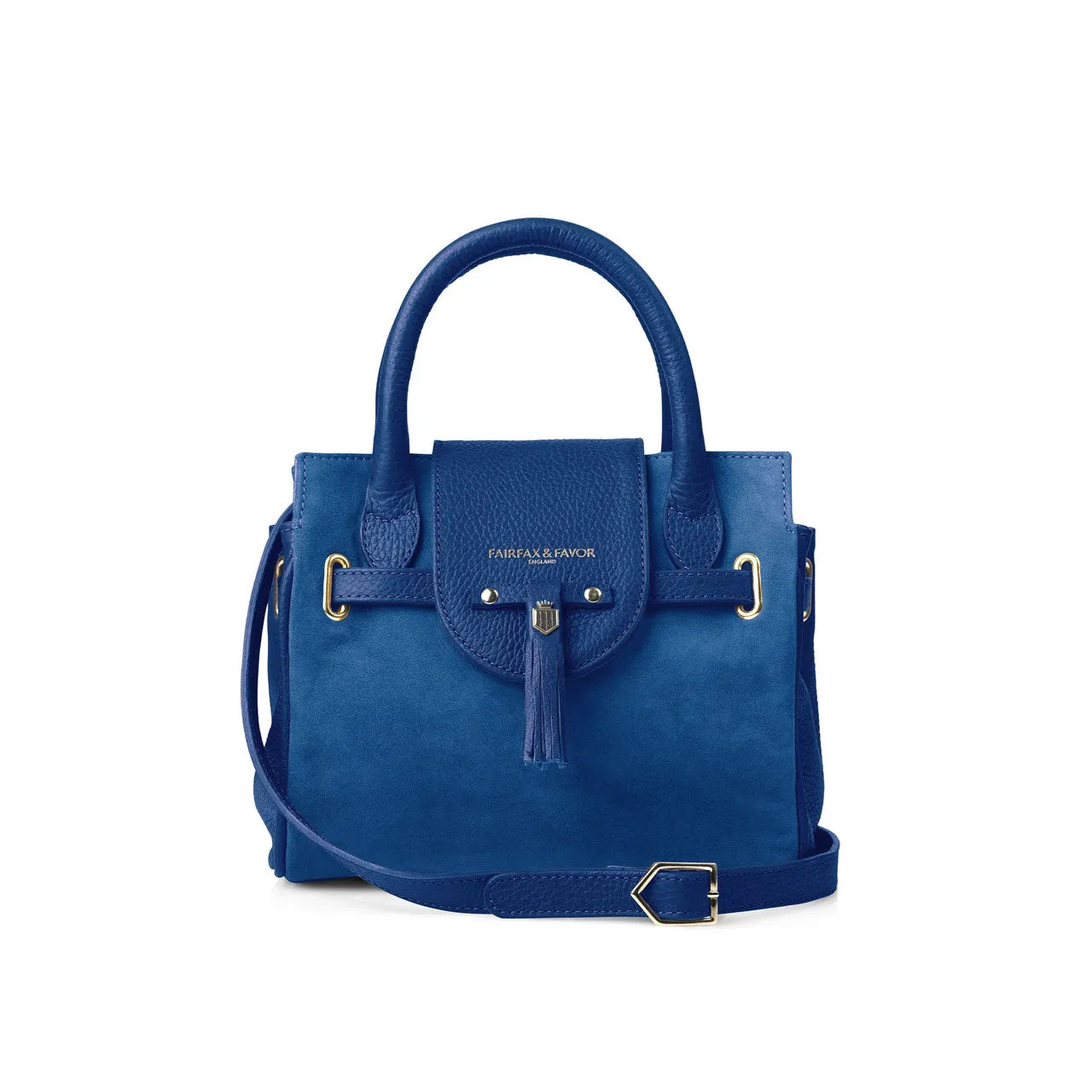 Fairfax & Favor Limited Edition Porto Blue Suede Mini Windsor Handbag