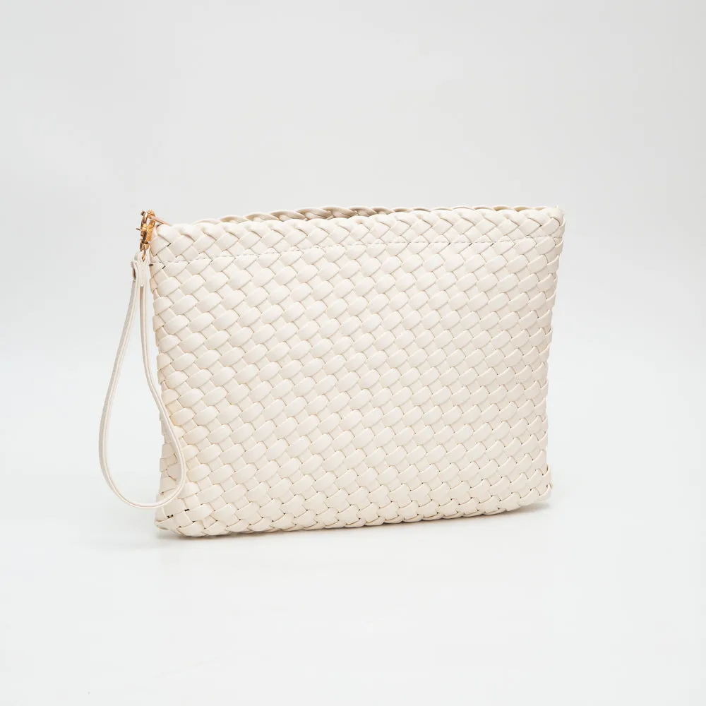 Faux Braided Leather Clutch