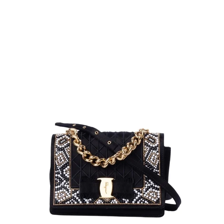 Ferragamo Ginny Studded Top Handle Shoulder Bag