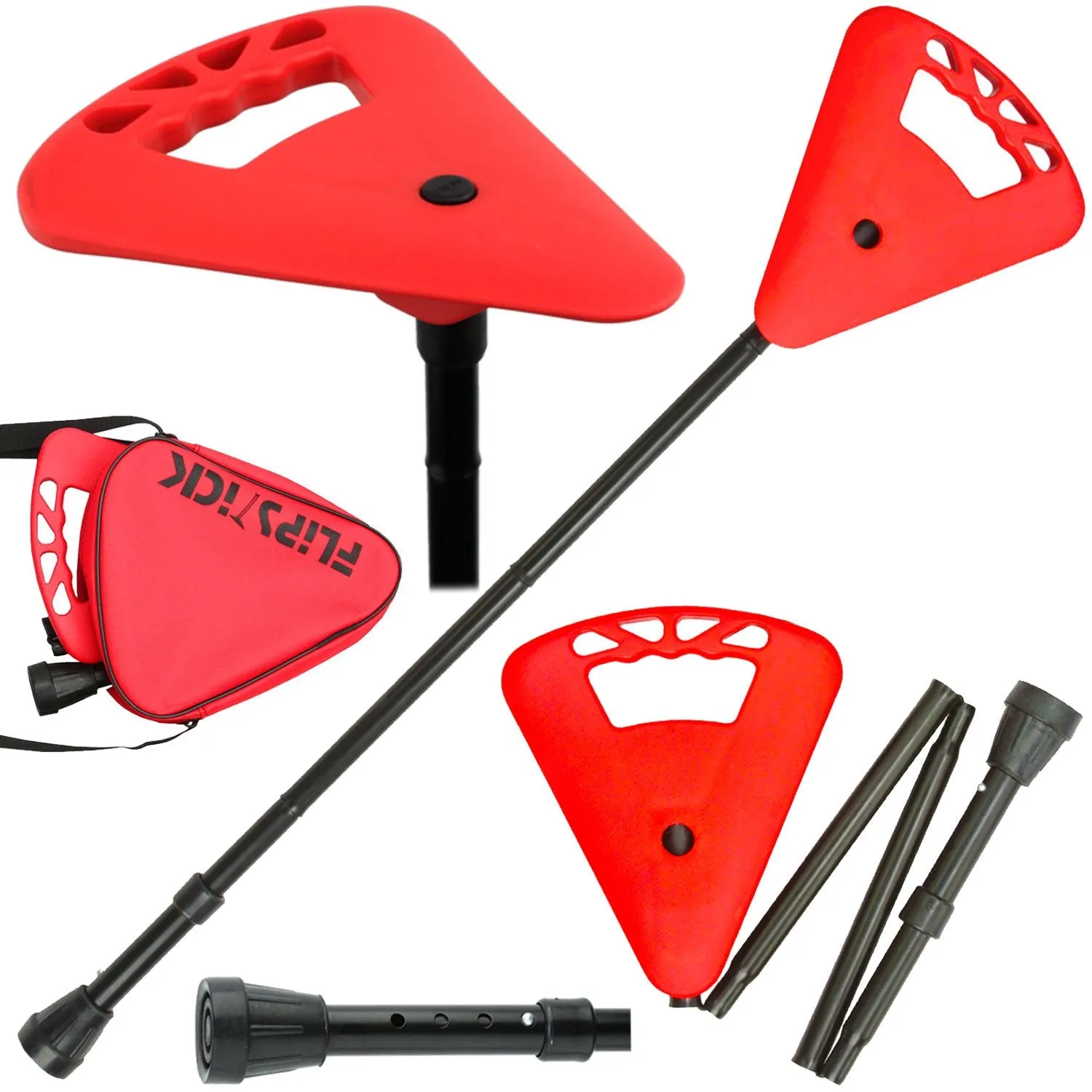 Flipstick: Foldable, Adjustable Seat Cane   Bag