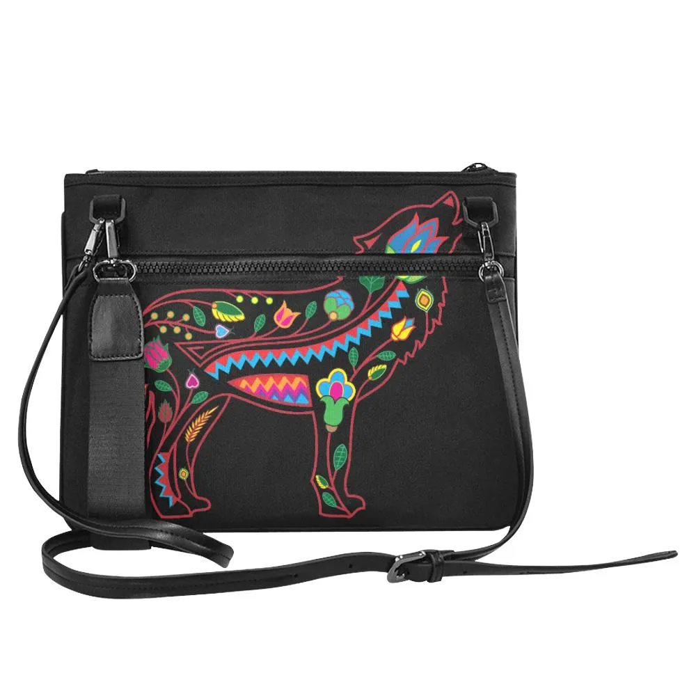 Floral Wolf Slim Clutch Bag