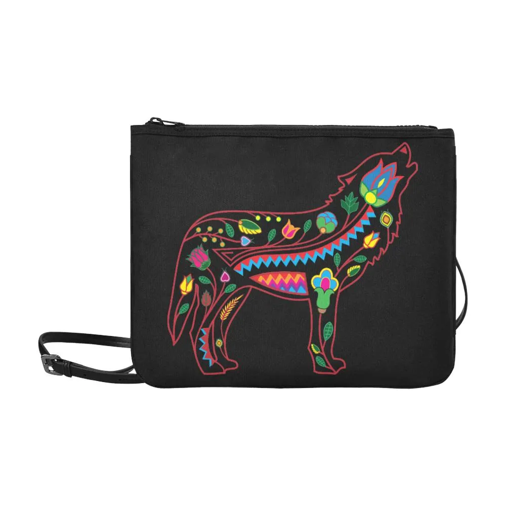 Floral Wolf Slim Clutch Bag