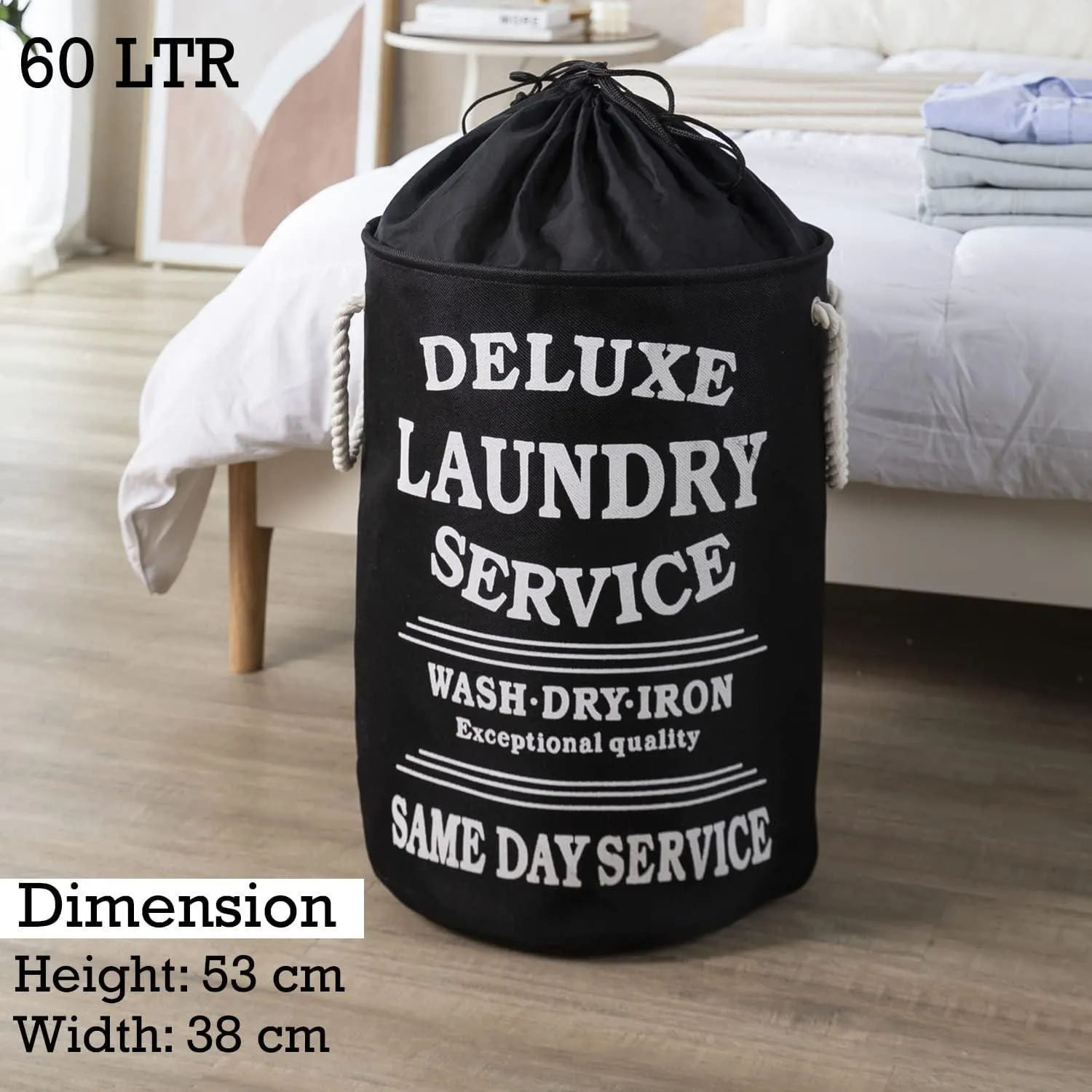 Foldable Laundry Bag with Lid Drawstring