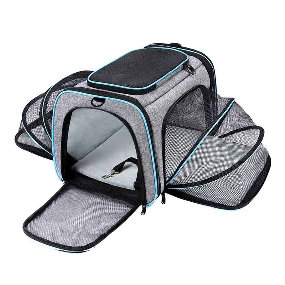 Foldable Outdoor Travel Pet Bag With Safety Zippers