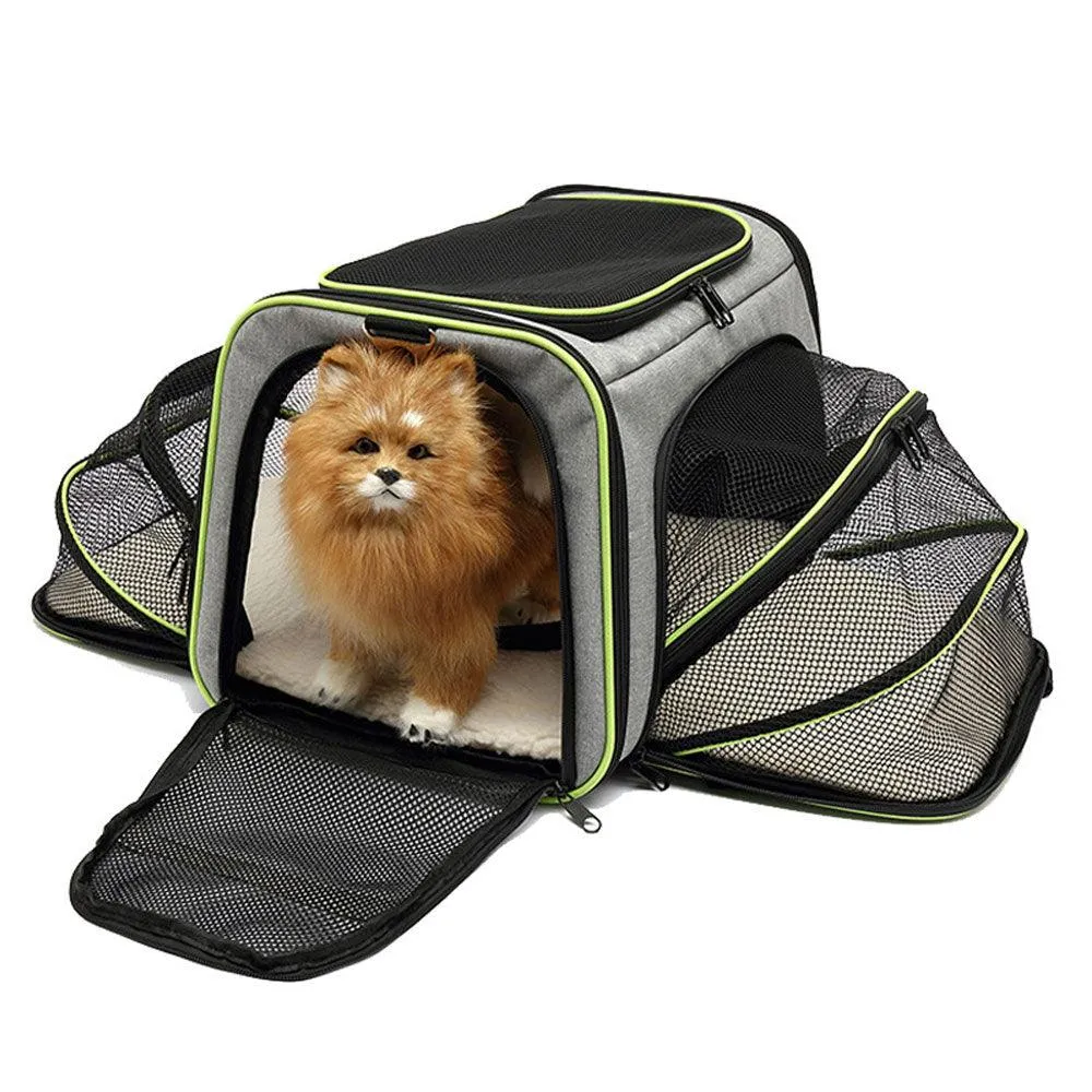 Foldable Outdoor Travel Pet Bag With Safety Zippers