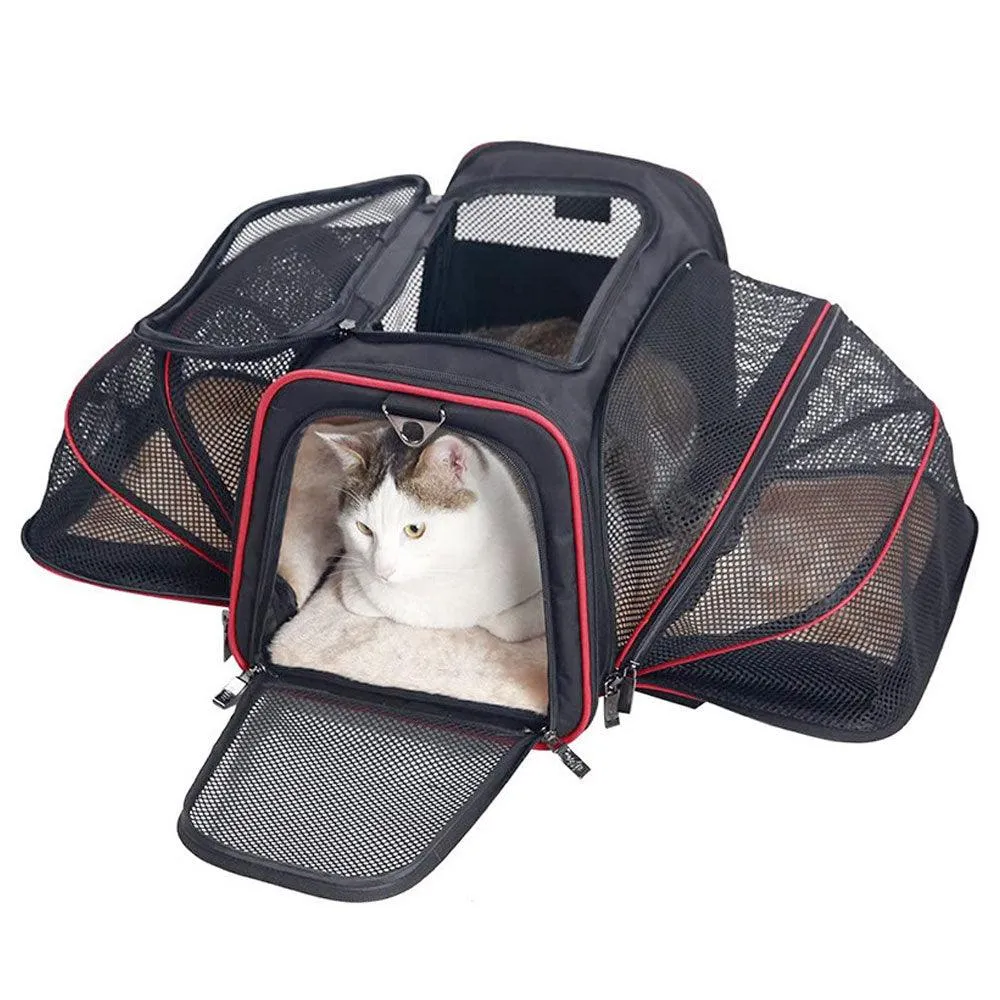 Foldable Outdoor Travel Pet Bag With Safety Zippers