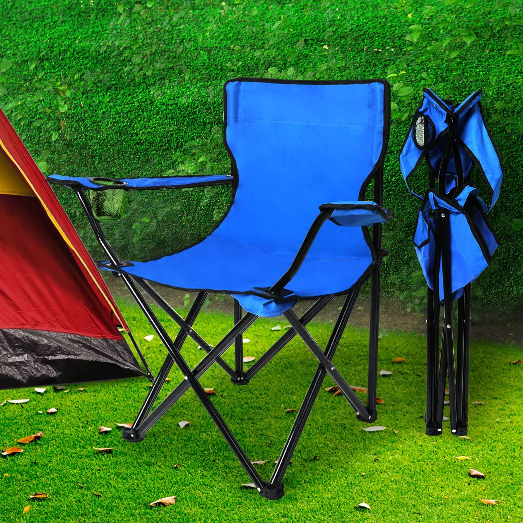 Folding Camping Chairs Arm Foldable Portable Outdoor Beach Fishing Picnic Chair Blue