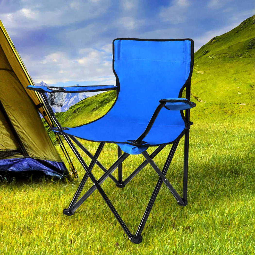 Folding Camping Chairs Arm Foldable Portable Outdoor Beach Fishing Picnic Chair Blue