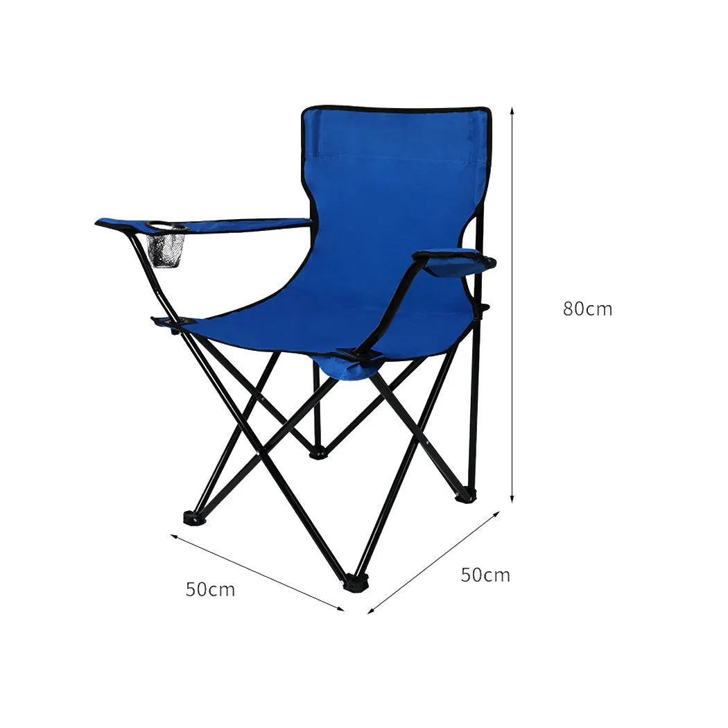 Folding Camping Chairs Arm Foldable Portable Outdoor Beach Fishing Picnic Chair Blue