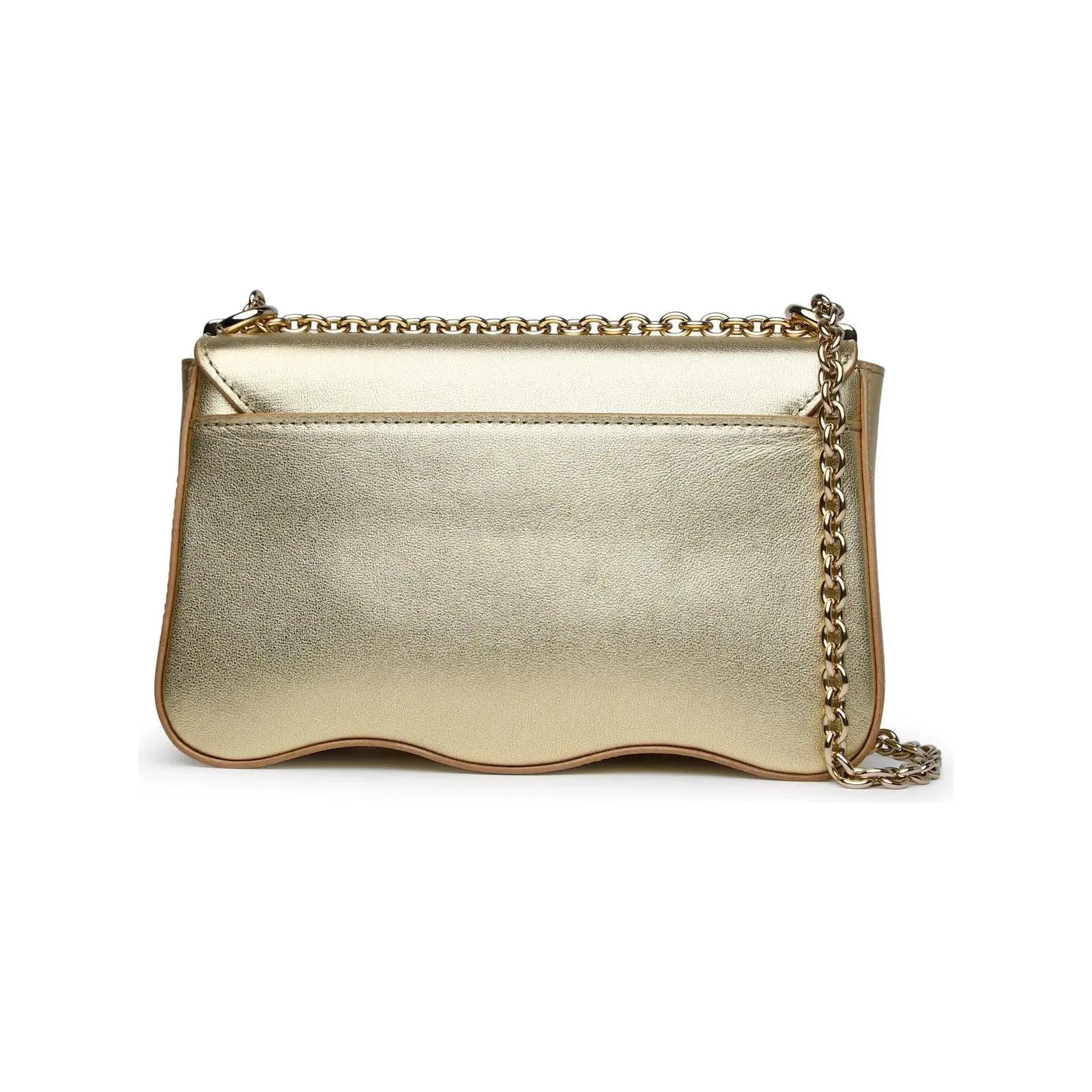 Furla Logo Embellished Foldover Top Shoulder Bag - Gold