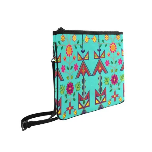 Geometric Floral Spring-Sky Slim Clutch Bag