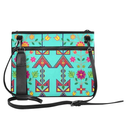 Geometric Floral Spring-Sky Slim Clutch Bag