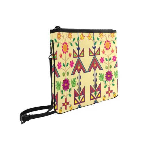 Geometric Floral Spring-Vanilla Slim Clutch Bag