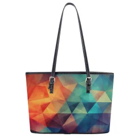 Geometric Tote Bag Purse, Abstract Vegan Leather Print Handbag Women Zip Top Small Large Designer Handmade Shoulder