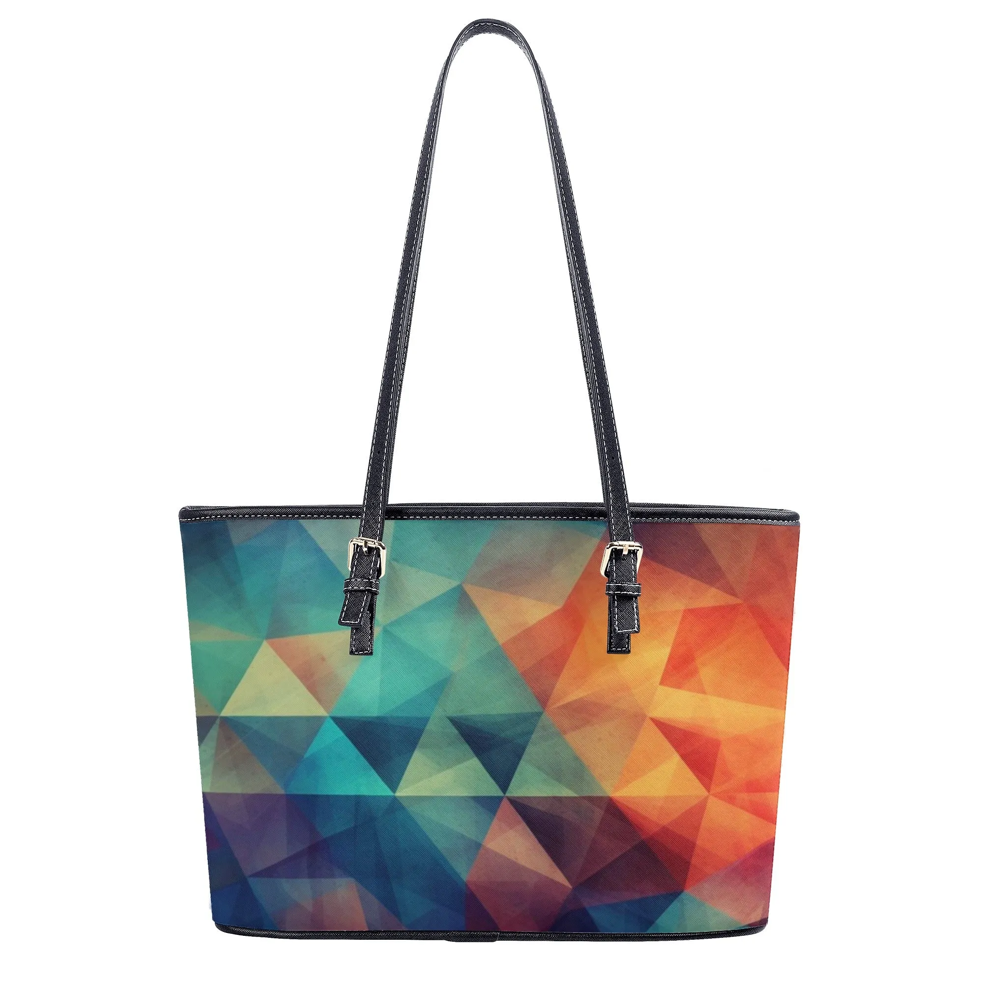 Geometric Tote Bag Purse, Abstract Vegan Leather Print Handbag Women Zip Top Small Large Designer Handmade Shoulder