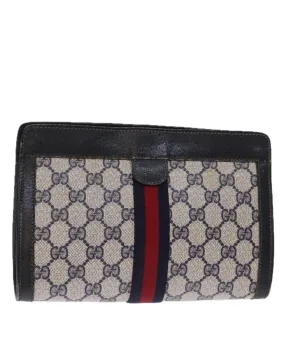 GG Supreme Sherry Line Clutch Bag Navy Red