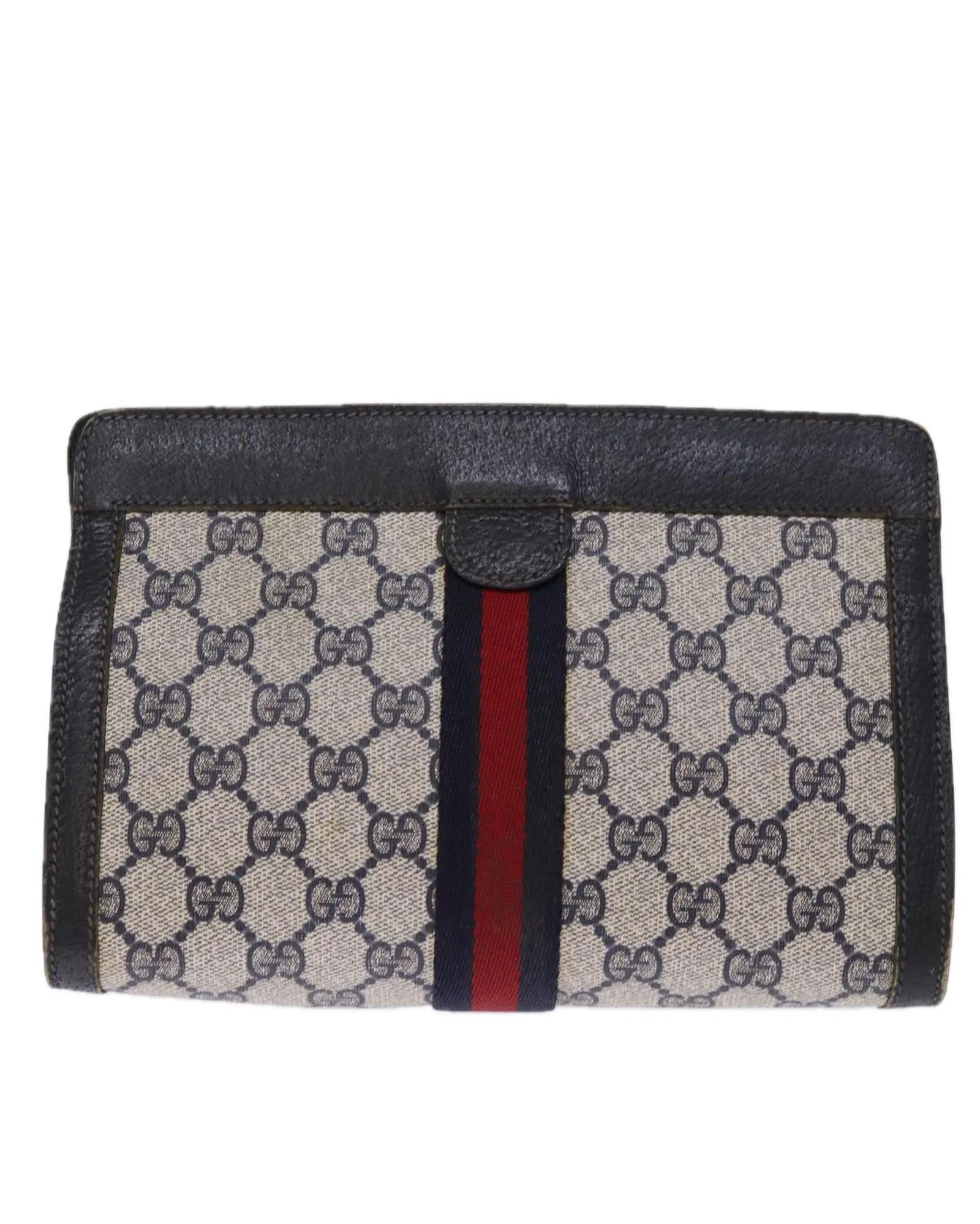 GG Supreme Sherry Line Clutch Bag Navy Red