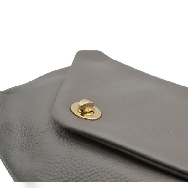 Gift Set | CENTENNIAL PARK - Womens Grey Pebbled Leather Clutch Bag & CREMORNE Leather Fold Wallet