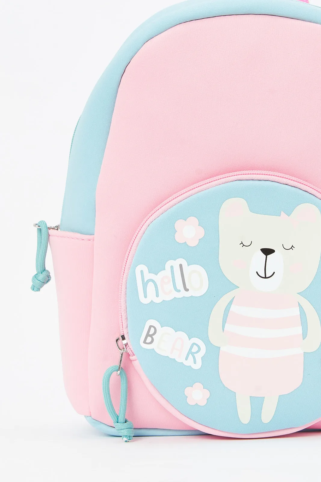 Girls Pink And Blue Character Printed Backpack