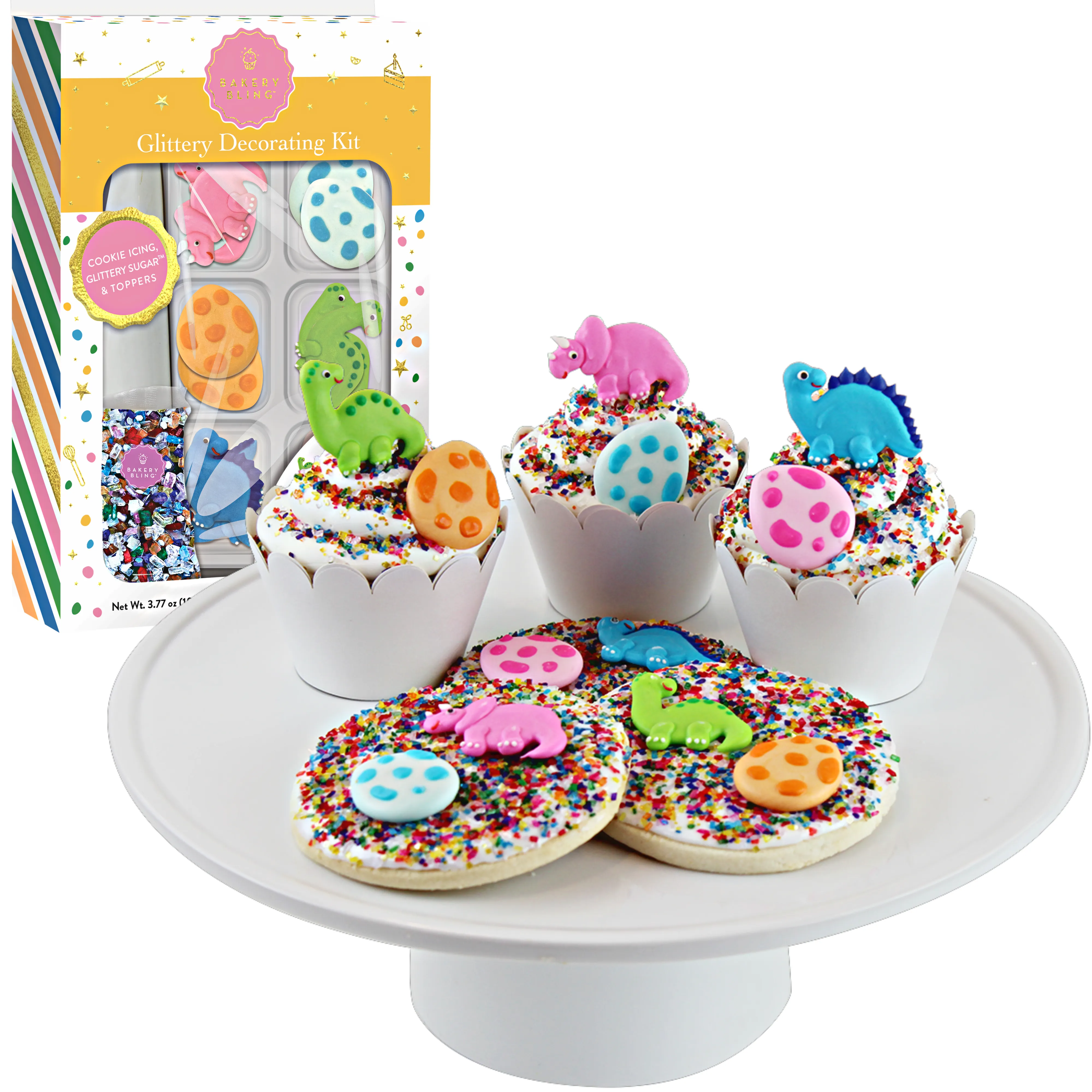 Glittery Designer Unicorn Bundle (Cookie Kit, Cupcake Decor Kit, Glittery Sugar and Cake Decor)