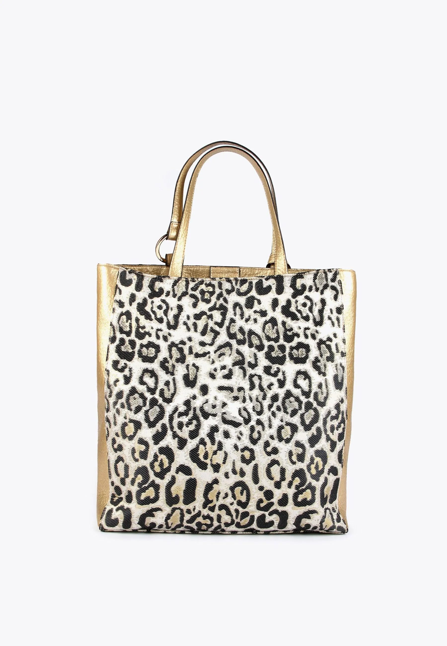 Golden animal print tote bag