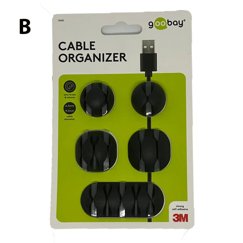 Goobay  cable organizer Desk/Wall Cable clip Black with 3M self-adhesive