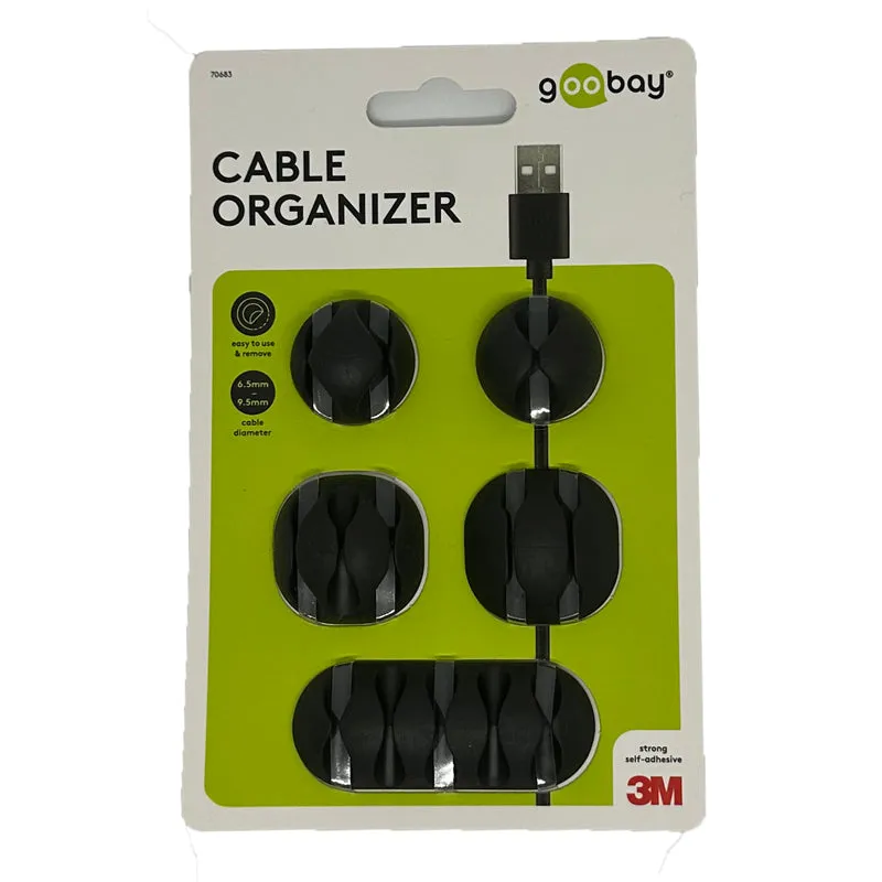 Goobay  cable organizer Desk/Wall Cable clip Black with 3M self-adhesive