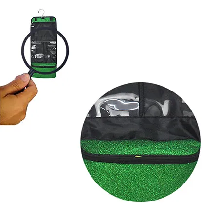 Green Glitter NGIL Traveling Toiletry Bag