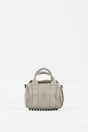 Grey Leather Rocco Studded Bag