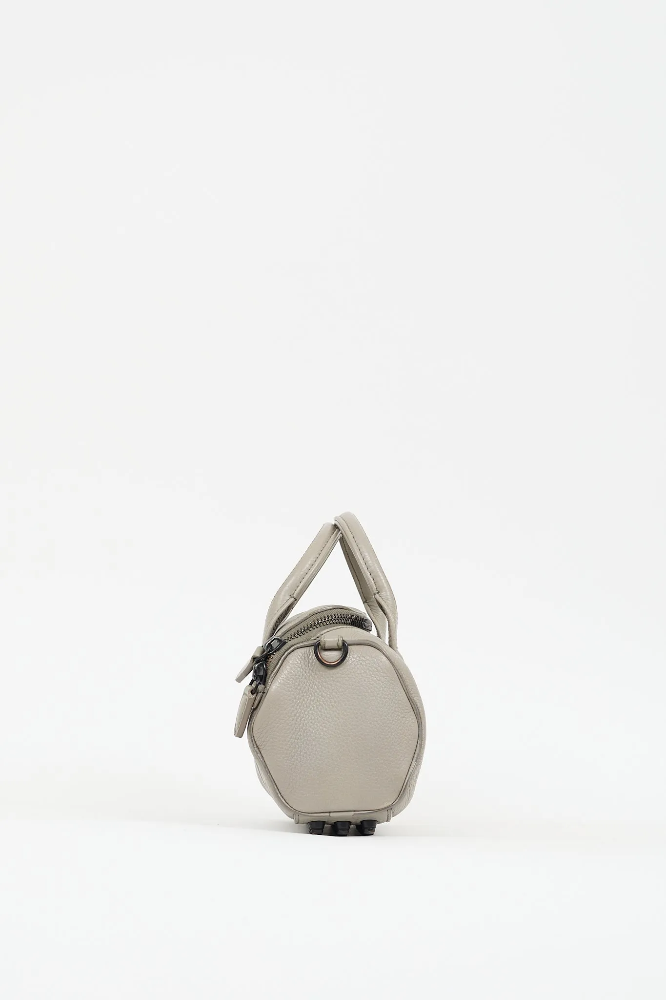 Grey Leather Rocco Studded Bag