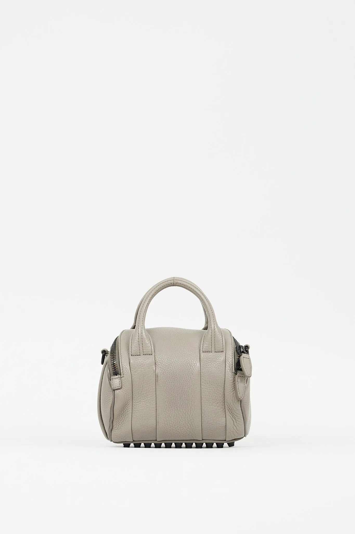 Grey Leather Rocco Studded Bag