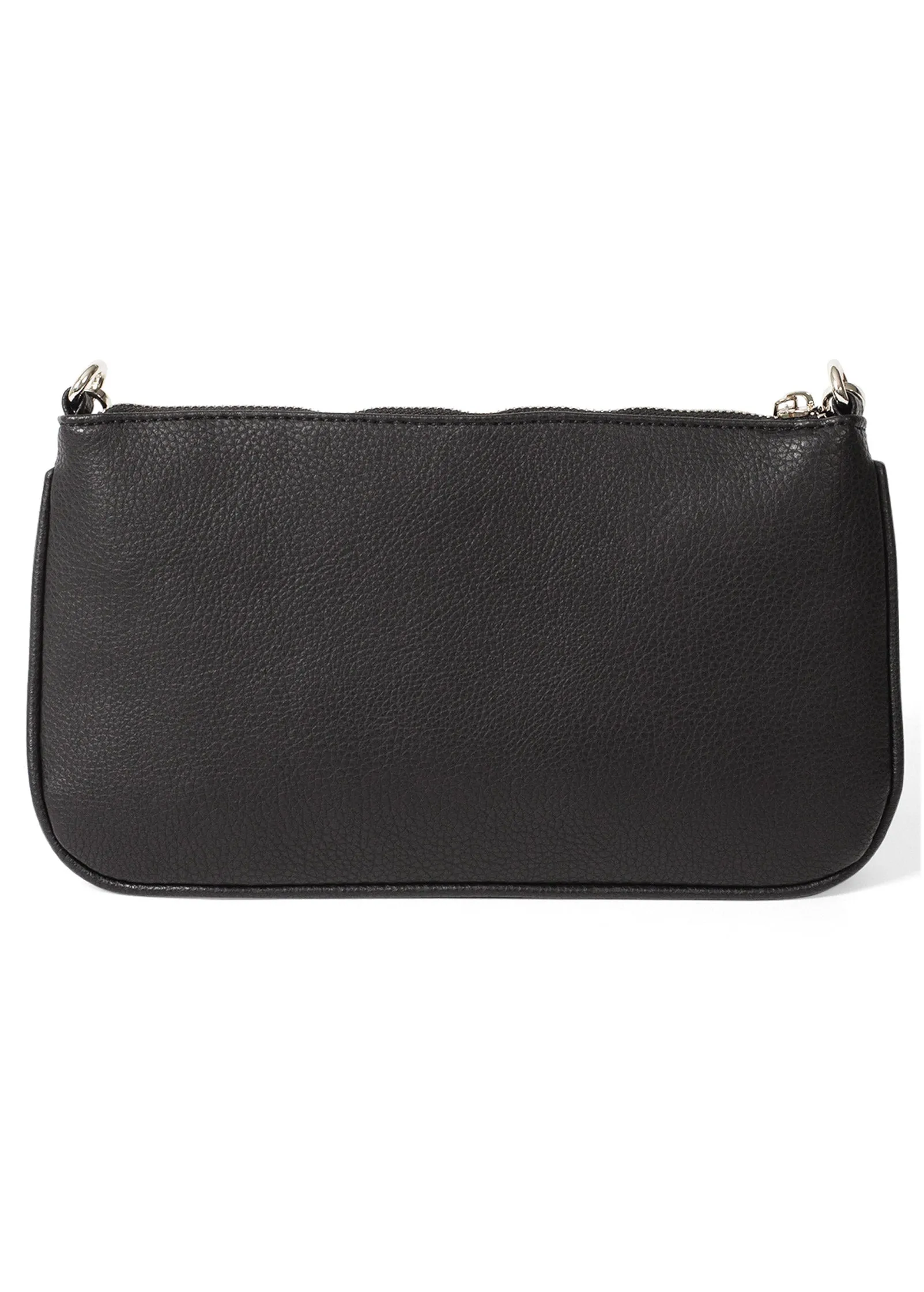 Grommet Zip-Close Crossbody - Black & Silver