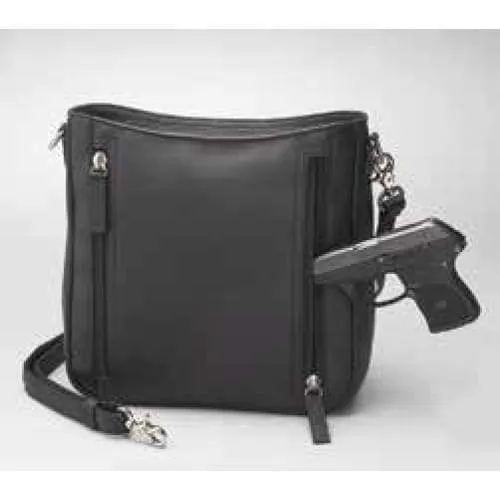 GTM Original Cinnamon & Black Leather Conceal Carry Crossbody Purse with Built in Wallet