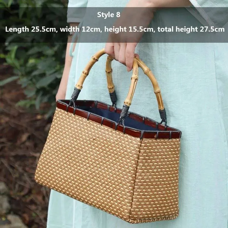 Handcrafted Bamboo Mini Tote - Traditional Chinese Style