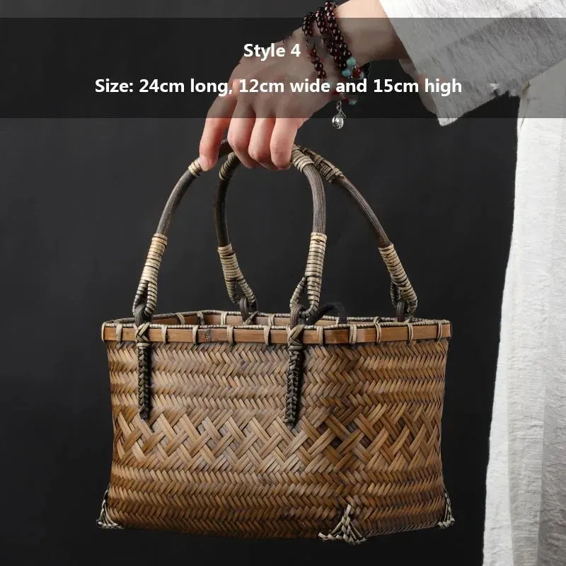 Handcrafted Bamboo Mini Tote - Traditional Chinese Style