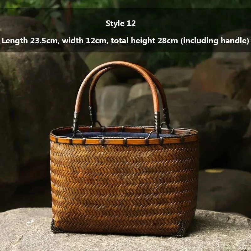 Handcrafted Bamboo Mini Tote - Traditional Chinese Style