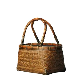 Handcrafted Bamboo Mini Tote - Traditional Chinese Style