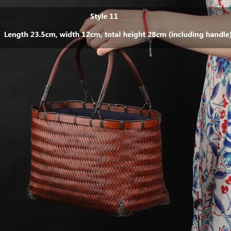 Handcrafted Bamboo Mini Tote - Traditional Chinese Style