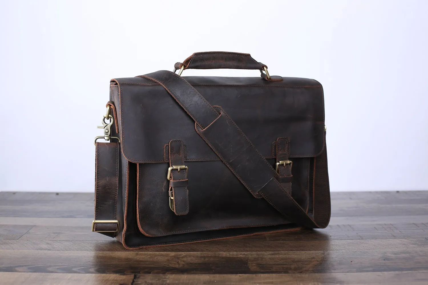 Handmade Vintage Men Leather Briefcase Messenger Bag Men Leather Shoulder Bag School Laptop Bag