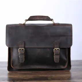 Handmade Vintage Men Leather Briefcase Messenger Bag Men Leather Shoulder Bag School Laptop Bag