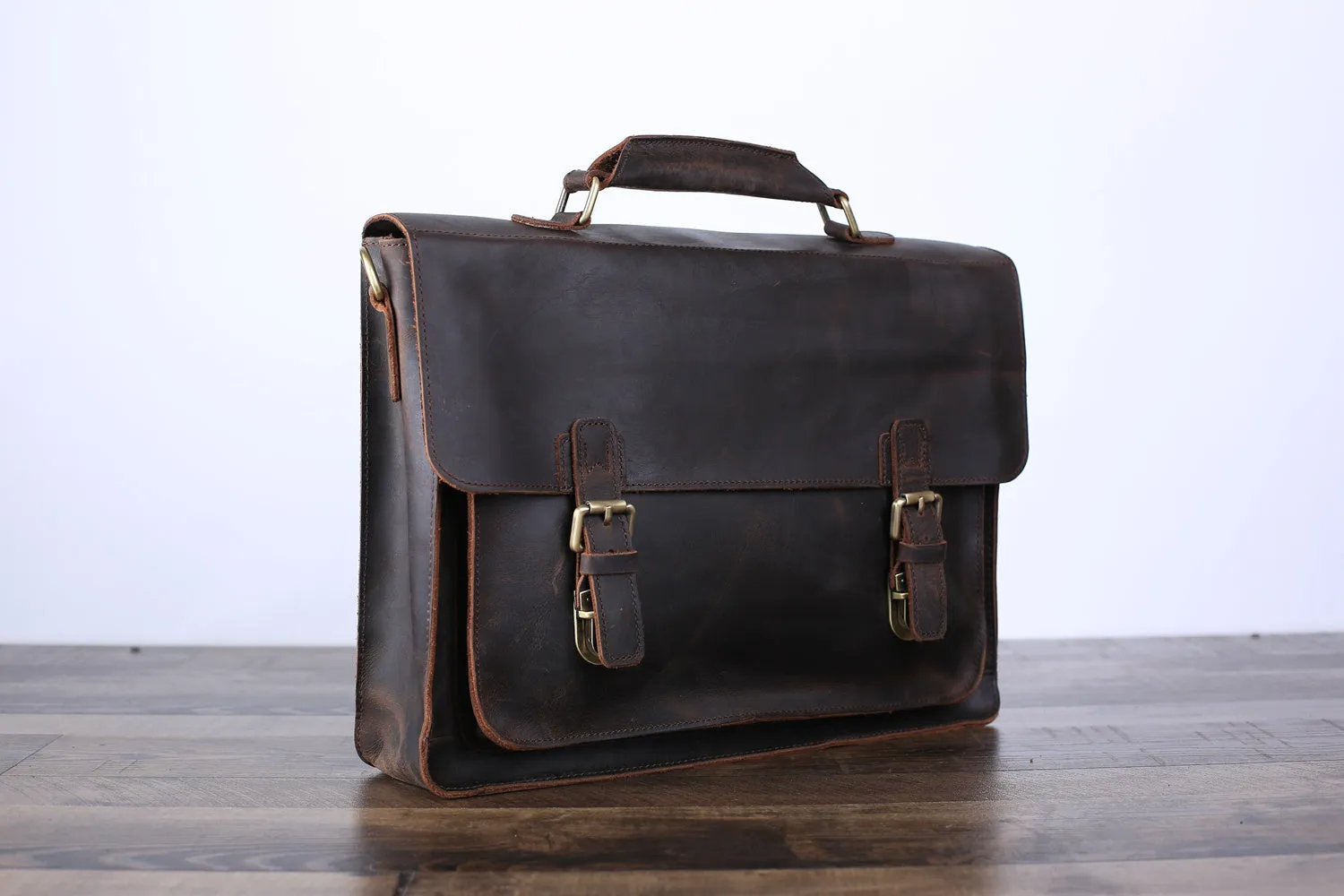 Handmade Vintage Men Leather Briefcase Messenger Bag Men Leather Shoulder Bag School Laptop Bag