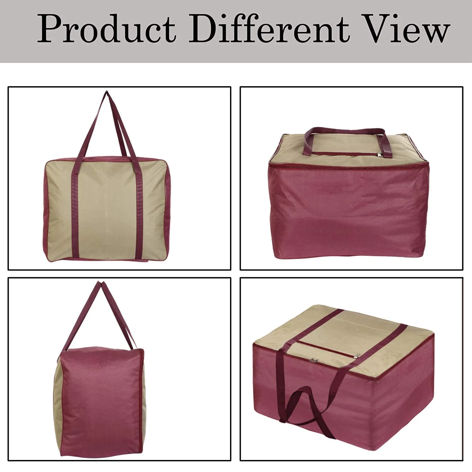 Heart Home Large Lightweight Foldable Multipurpose Storage bag, Cloth Organiser, Travel Bag With Zippered Closure And Handle- Pack of 2 (Brown & Maroon)-HS43HEARTH26702