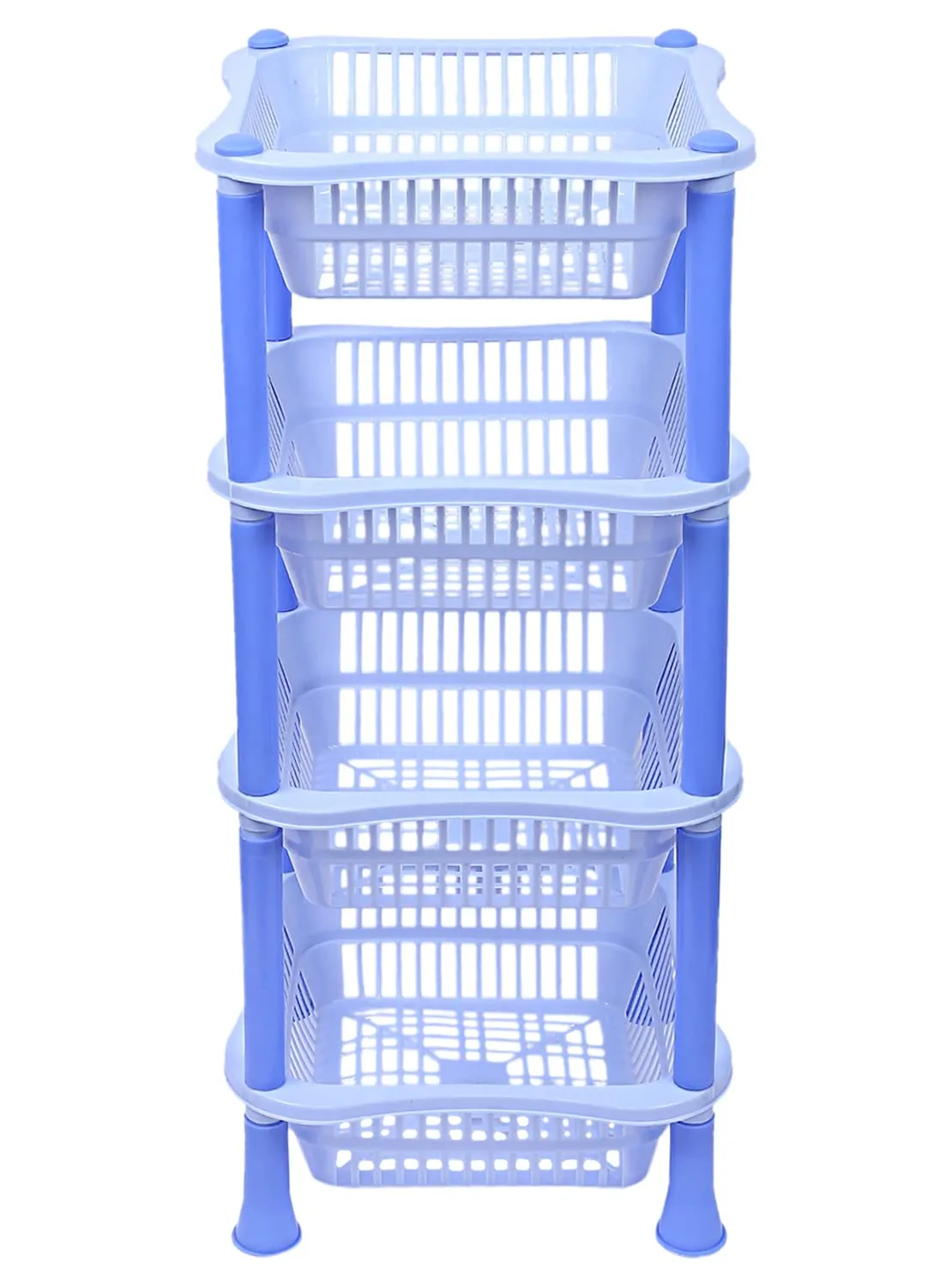 Heart Home Multiuses 4-Tier Square Plastic Storage Basket/Organizer for Kitchen, Laundry Room, Bathroom, Office (Blue)-50HH01720