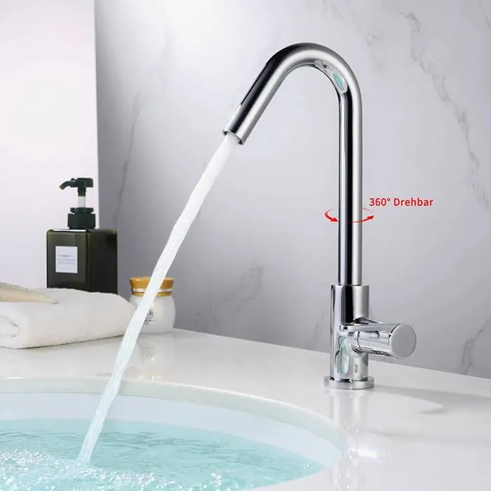 HOMELODY Bathroom Faucet Cold and Hot Water Single Lever Rotatable 360 ° Taps