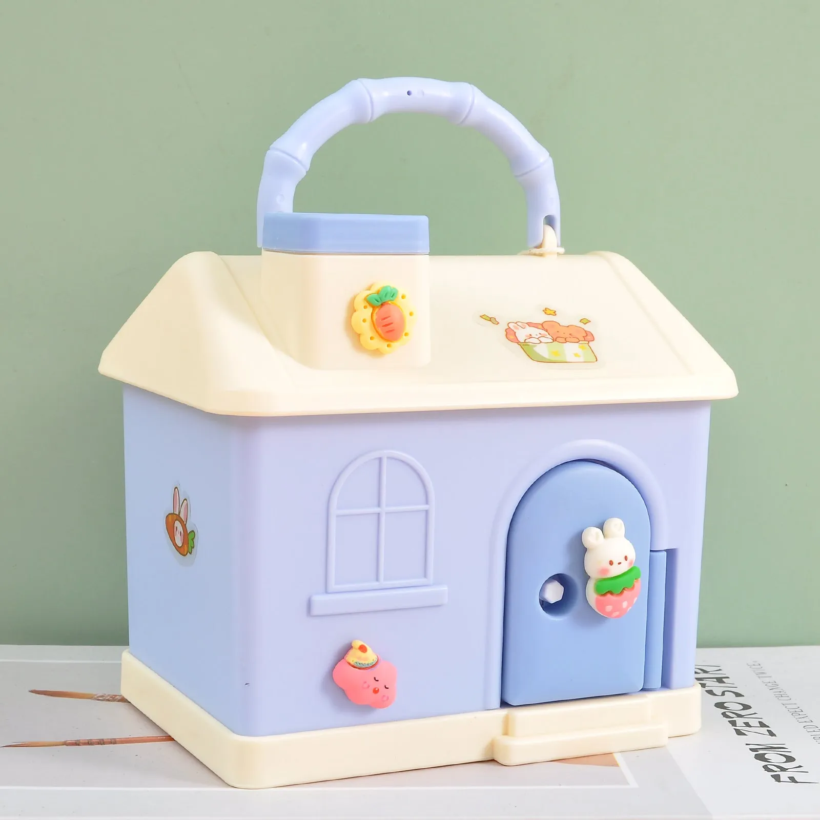 House shaped money bank with lock for kids.