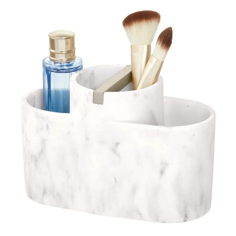 iDesign Dakota Divided Organizer in White Marble and Satin