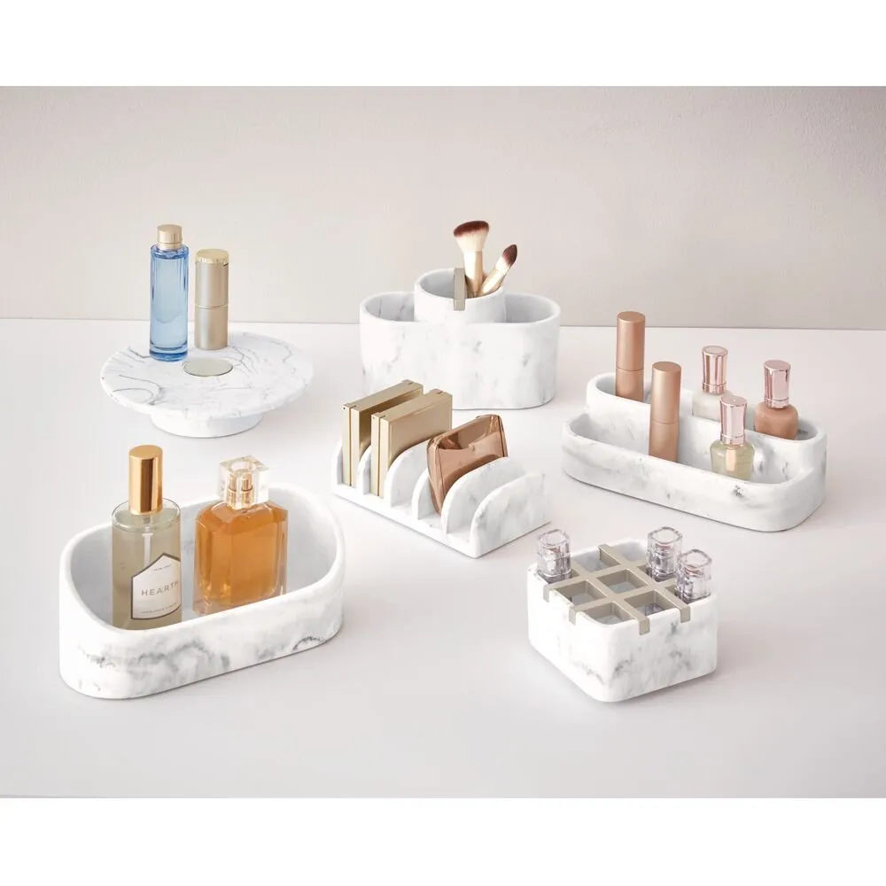 iDesign Dakota Divided Organizer in White Marble and Satin