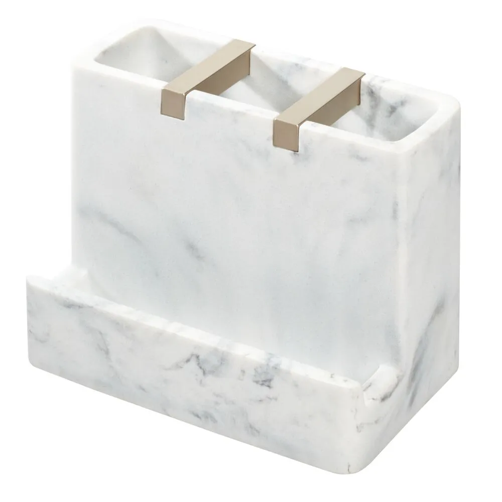 iDesign Dakota Vanity Center in White Marble and Matte Satin